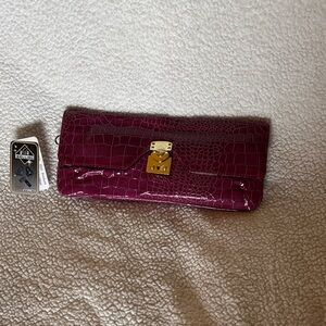 Bellini Croc-Embossed Clutch in Rich Burgundy